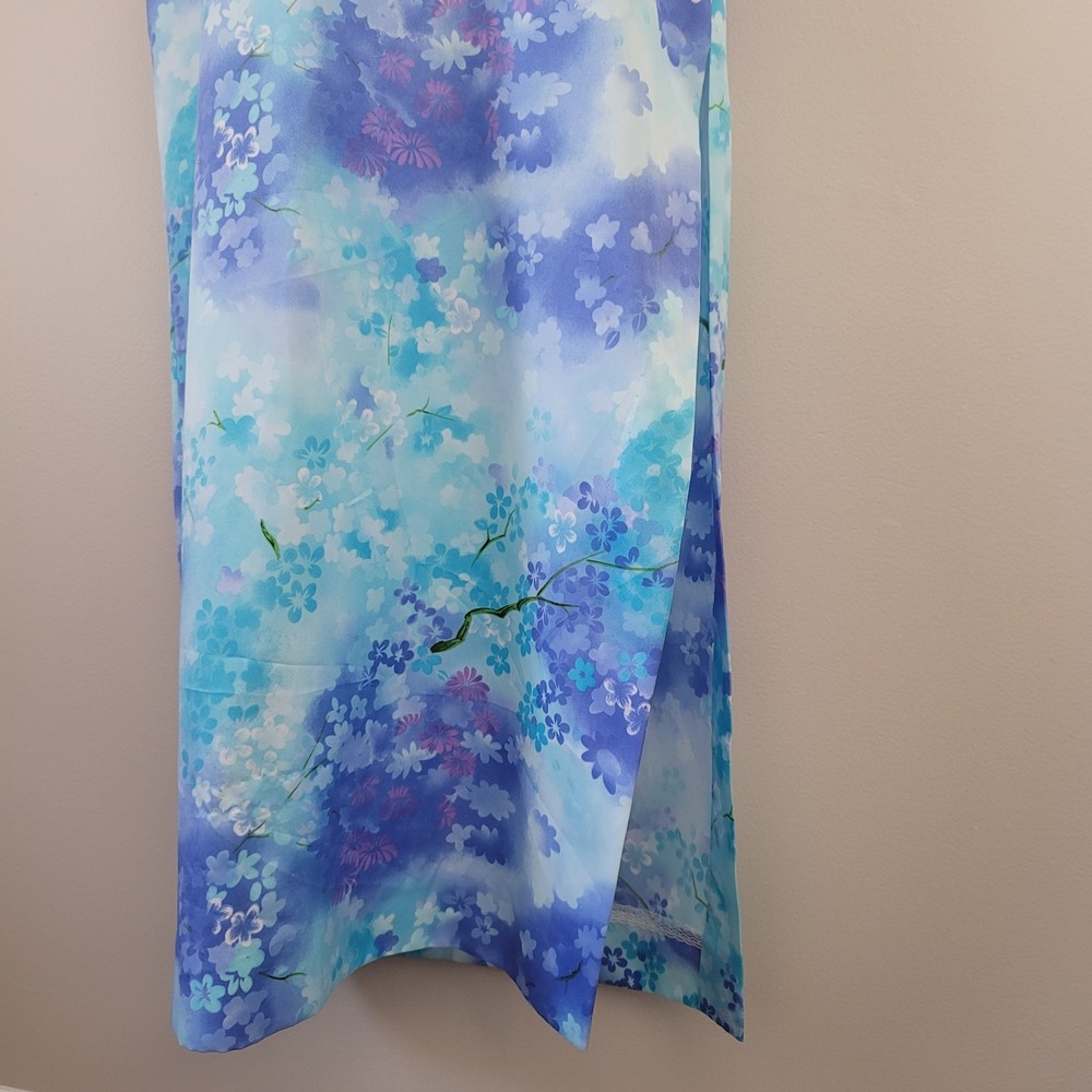 Vintage LIBERTY HOUSE Hawaii Size 10 Cherry Blossom Print Satin Maxi Dress RARE! - Picture 13 of 14